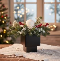 Article Pot de fleurs cubique noir avec socle, style moderne, 22 cm