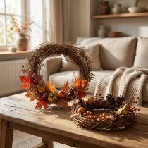 Article Couronne de vigne naturelle Ø15cm, lot de 10 - Idéale pour les décorations d'automne, de Noël, de Pâques et de deuil