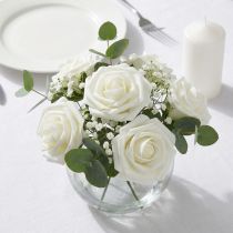 Article Rose en mousse Ø6cm blanche 27pcs