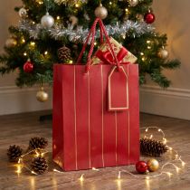 Article Sac cadeau Sac de Noël rouge or 18×10×23cm 1 pièce