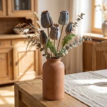 Article Cosses de graines de pavot artificielles jaune, marron H70cm