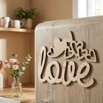 Article Coeurs "Love" décoration en bois naturel avec signe de décoration aimanté 20,5/25cm 6 pièces