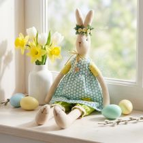 Article Lapin de Pâques en peluche, lapin de Pâques habillé, lapine H43cm