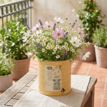 Article Pot de fleurs décoratif en métal, couleur abricot, décoration estivale, Ø 15,5 cm x H 15 cm