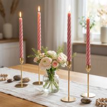 Article Bougies rustiques, couleur unie rose 350/28mm 4pcs