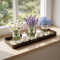 Article Plateau décoratif métal bois plateau métal socle bois 40x13x3cm