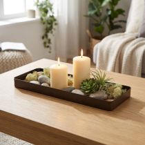 Article Plateau décoratif métal bois plateau métal socle bois 34,5×11×3cm