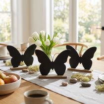 Article Décoration de table en bois papillon noir naturel 15cm 6 pièces