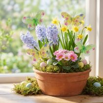 Article Papillons décoratifs sur fil fleurs jaune vert 6×9cm 12pcs