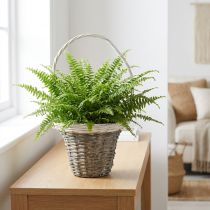 Article Panier décoratif en osier avec anse, gris et blanc, Ø 25 cm, H 45 cm