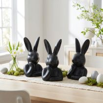 Article Petit buste de lapin pensant noir 6 × 4 × 10,5 cm, 3 pièces