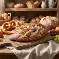 Article Pain aux raisins décoratif artificiel - Réplique alimentaire d'un réalisme saisissant pour boulangeries et vitrines, 22 cm