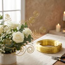 Article Fil d'aluminium doré Ø2 mm, 60 m, pour décoration, bijoux, art floral et projets créatifs