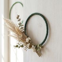 Article Anneau décoratif en jute, boucle décorative, vert/vert foncé, Ø 30 cm, lot de 4