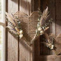 Article Coeur Jute Naturel Pour Fleurs Séchées 35cm 4pcs