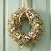 Article Couronne de paille, couronne de porte, Ø25cm, décoration de Pâques naturelle