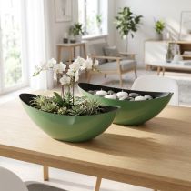 Article Bol demi-lune vert moderne en plastique 39 cm - polyvalent pour la décoration - 2 pièces