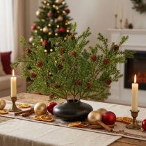 Article Branches de pin artificielles avec pommes de pin, 48 cm – Décoration de Noël, lot de 3 branches vertes