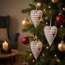 Article Coeurs en feutre décorations pour sapin de Noël coeurs beiges 8,5×12cm 6 pcs