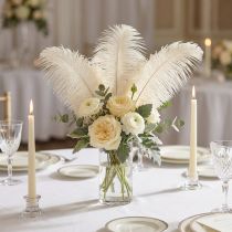 Article Exquise plume décorative blanc crème plume d'autruche blanche 20-25 cm 12 pièces.