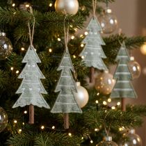 Article Lot de 4 décorations sapins en feutre verts 20 cm