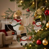 Article Décoration de Noël à suspendre métalliques - Anneaux avec bonhommes de neige, Ø 14 cm, lot de 3