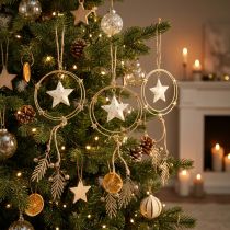 Article Suspension décorative Noël étoile dorée, 38 cm, lot de 3