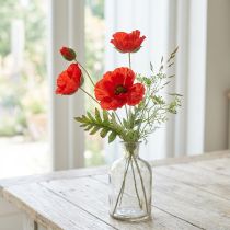 Article Fleur de jardin décorative coquelicot à 3 fleurs rouge L70cm