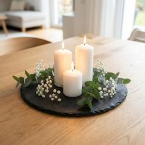 Article Assiette en ardoise naturelle plateau rond en pierre noire Ø30cm 2 pcs
