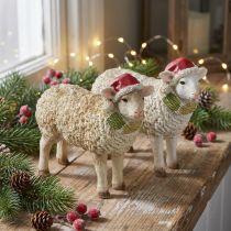 Article Figurines de Noël mouton avec bonnet et écharpe L16cm 2 pièces