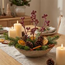 Article Branches d'eucalyptus rouges givrées décoration naturelle exotique 25 pièces