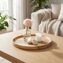 Article Plateau/assiette décorative en bois d'acacia naturel, Ø20cm
