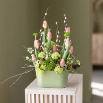 Article Lot de 3 pots de fleurs ovales en plastique vert, 20 x 10 x 11 cm