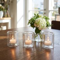 Article Photophore rond en verre transparent Ø8,5 cm 4 pièces