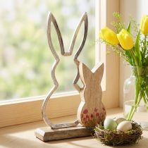 Article Lapin mère avec enfant lapin décoration argent naturel 26,5cm