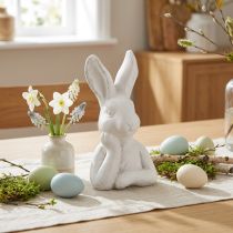 Article Figurine de lapin de Pâques Shabby Chic Lapin Pensif Blanc 11×9×20,5 cm