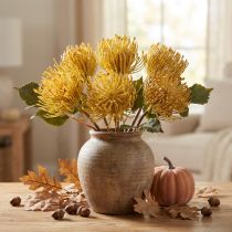 Article Pelote d’épingle artificielle Leucospermum Jaune 30cm 6pcs