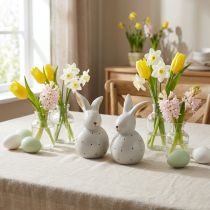 Article Figurines décoratives lapin de Pâques lapins avec motif à pois 13cm 2pcs
