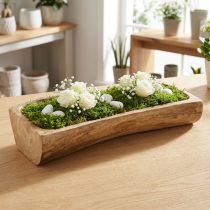 Article Décoration en bois avec niche, bol décoratif, bois, 40×13–16cm×6,5cm
