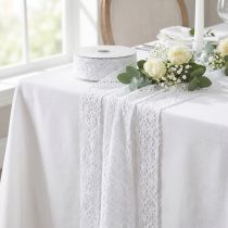 Article Ruban dentelle ruban décoratif blanc mariage baptême W48mm L20m