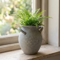 Article Vase décoratif avec anses jardinière vintage métal gris H13cm
