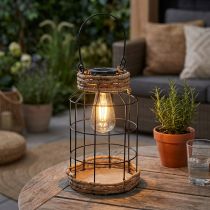 Article Lampe de Jardin Solaire Métal Noir Naturel Ø18cm H29cm