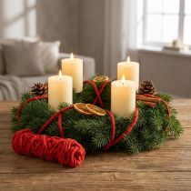 Article Cordon en laine duveteuse Mirabell avec jute, rouge, 25 m