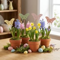 Article Papillons décoratifs sur bâtonnets pour une décoration créative et saisonnière, 8 cm, lot de 16