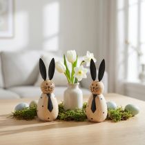 Article Lapin décoratif au design simple, idéal pour égayer votre salon au printemps, 12 cm, lot de 2.