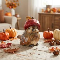 Article Figurine décorative d'oiseau avec chapeau en forme de pomme rouge, décoration d'automne, 13 cm