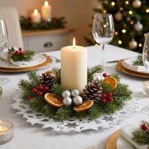 Article Assiette de Noël assiette décorative en métal avec étoiles blanc Ø34cm