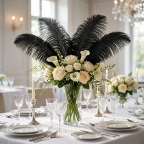 Article Décoration Plumes d'Autruche Plumes Noires 32-35cm 4 pcs