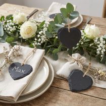 Article Ardoise petit coeur à suspendre noir 7,5cm 6pcs