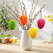 Article Oeufs de Pâques à suspendre oeufs floqués colorés, Pâques, décoration printanière 8 pcs
